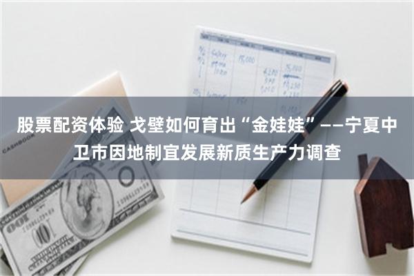 股票配资体验 戈壁如何育出“金娃娃”——宁夏中卫市因地制宜发展新质生产力调查