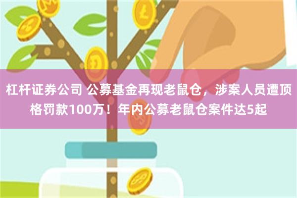 杠杆证券公司 公募基金再现老鼠仓，涉案人员遭顶格罚款100万！年内公募老鼠仓案件达5起